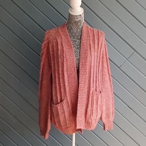 Madewell pink wool blend oversized cardigan-sz S